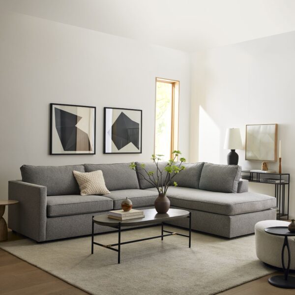 Gia 2-Piece Oatmeal Chaise Sectional